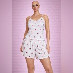 Ekouaer Cherry Print Pajama Set 2PC Women Shorts Cami NWT